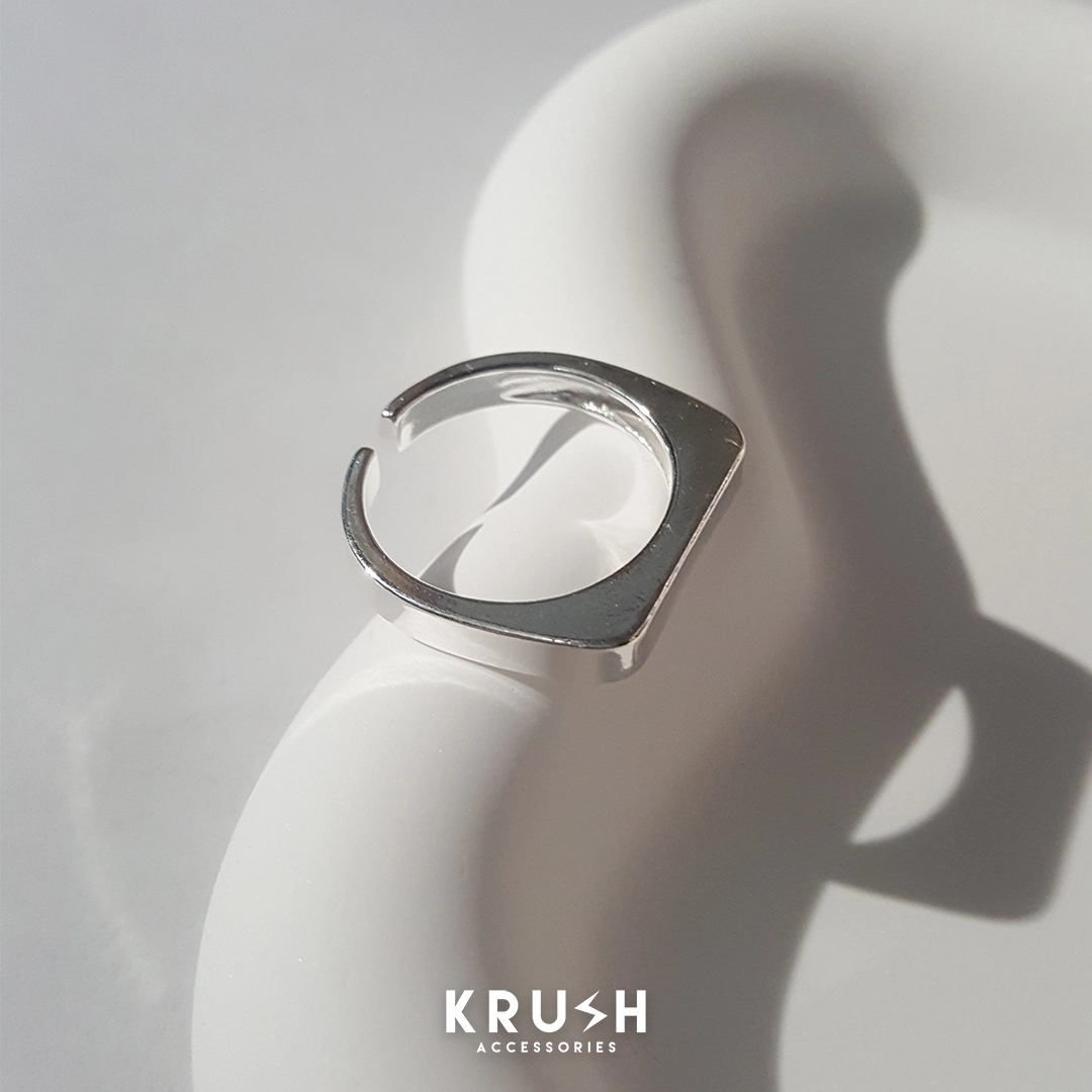 S925 方圓開口純銀戒指  [韓國製]