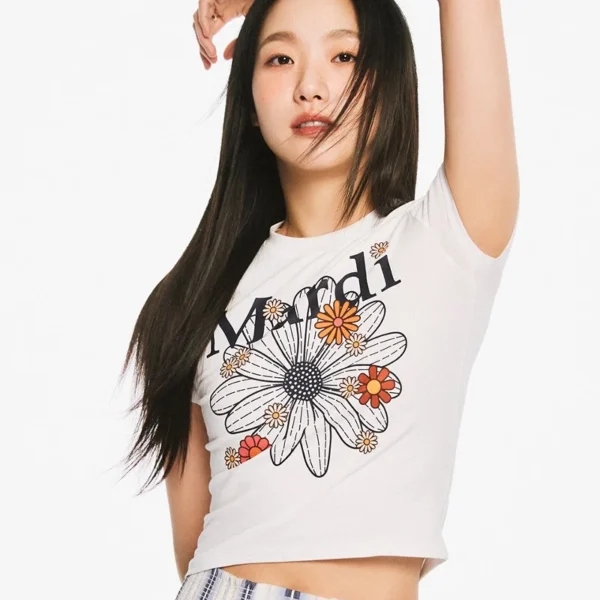 【金高銀同款】(2色) MARDI MERCREDI - 經典花花BLOSSOM Cropped Tee (CROPPED TSHIRT FLOWERMARDI BLOSSOM)