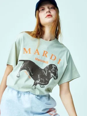 (2色) MARDI MERCREDI - 臘腸狗狗基本款Tee (TSHIRT DDANJI)