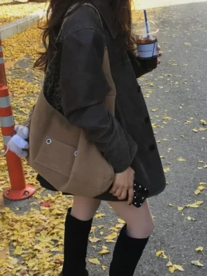 【秋冬麂皮款🍁】LETERIE Suede Buckle Reversible Shoulder Bag (3色)