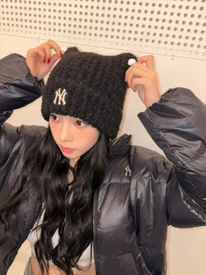 【Karina同款貓耳冷帽💙】MLB Plush Meow Beanie New York Yankees (3色)