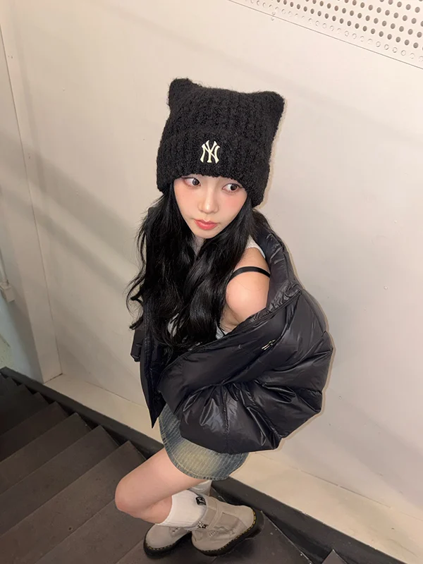 【Karina同款貓耳冷帽💙】MLB Plush Meow Beanie New York Yankees (3色)